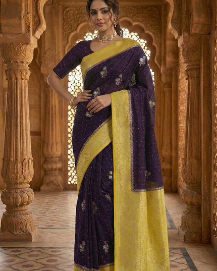 Regal Devotion Blue Gold Banarasi Saree