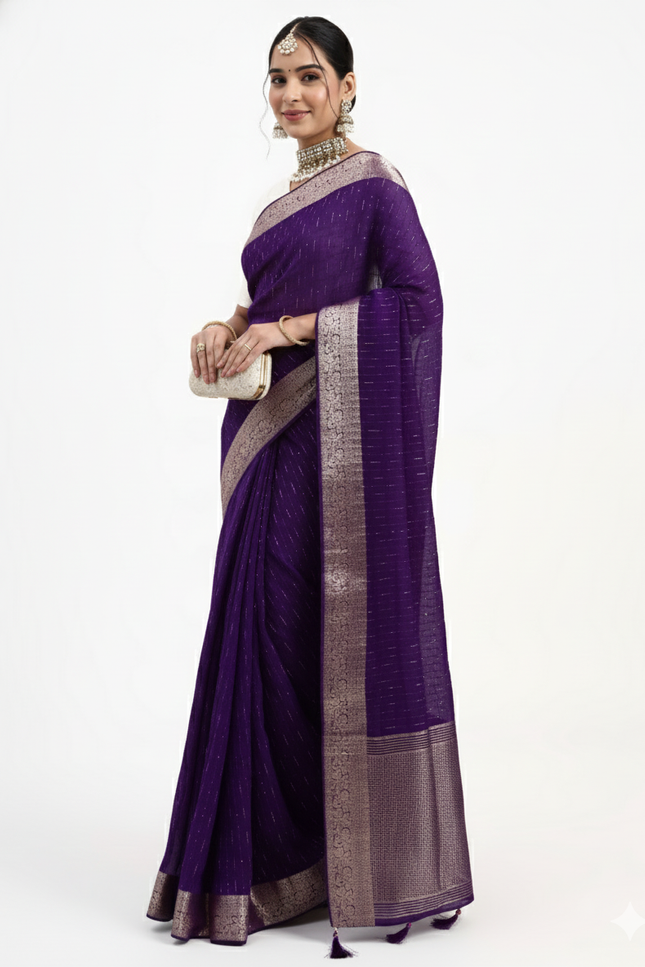 Royal Mystery Deep Purple Banarasi Saree