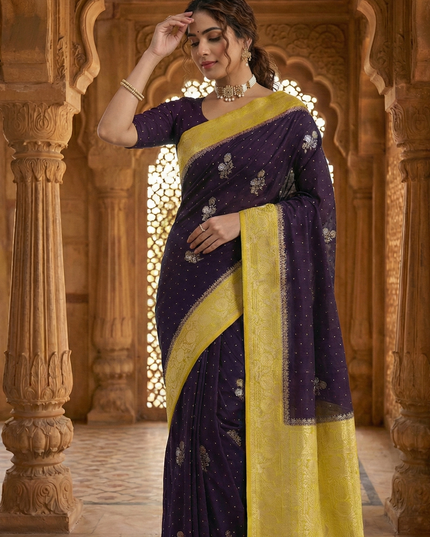 Regal Devotion Blue Gold Banarasi Saree