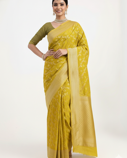 Divine Radiance Golden Banarasi Saree