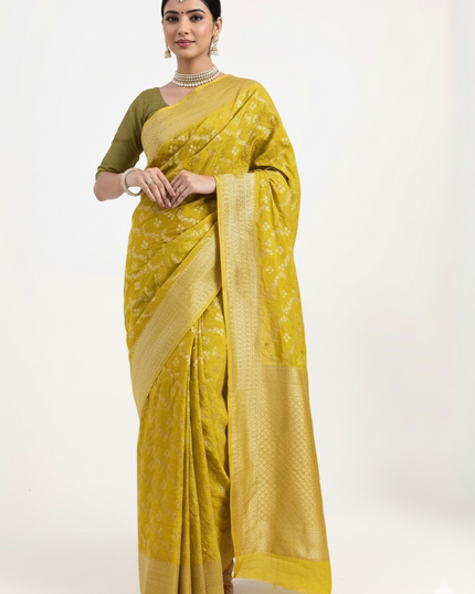 Divine Radiance Golden Banarasi Saree