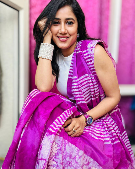 Vasudha Pink Handblock Cotton Saree