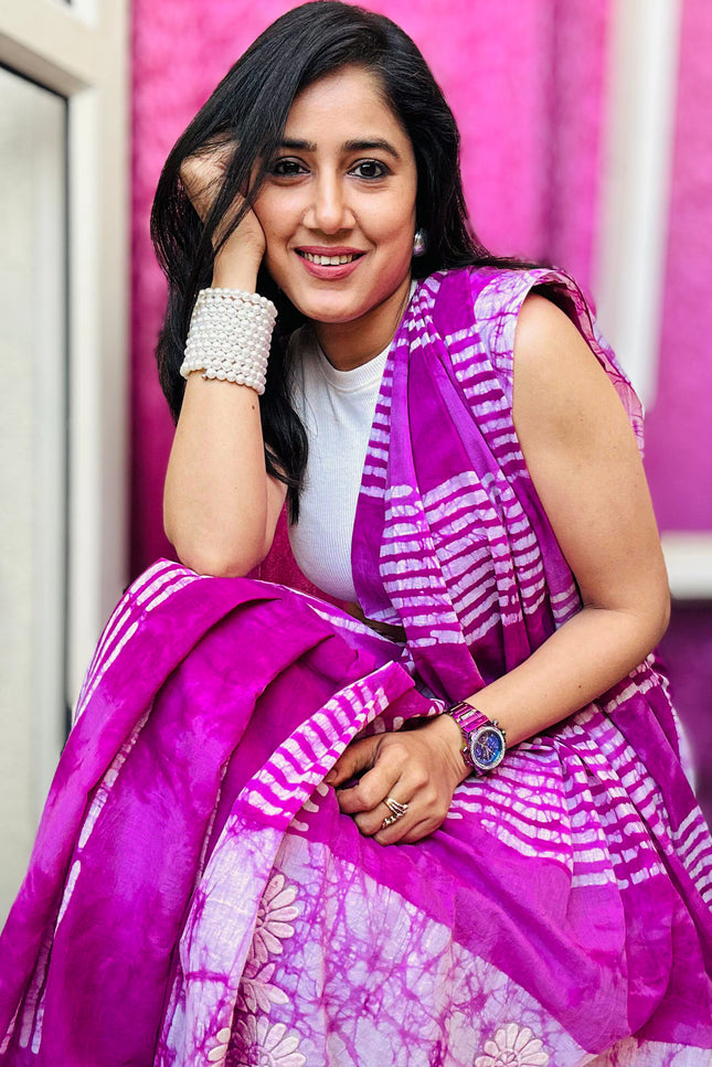 Vasudha Pink Handblock Cotton Saree