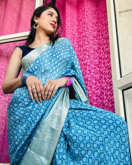 Radha Rasika Handblock Dola Silk Saree