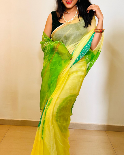 Spring's First Light Kota Silk Bandhani Saree