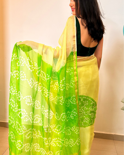 Spring's First Light Kota Silk Bandhani Saree