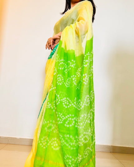 Spring's First Light Kota Silk Bandhani Saree