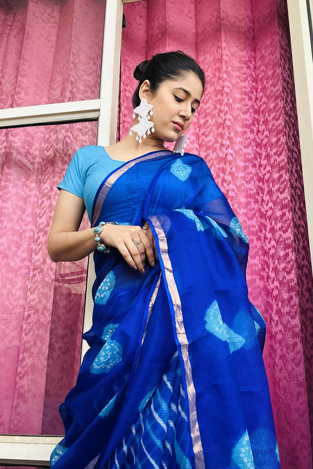 Infinite Sky Kota Silk Bandhani Saree