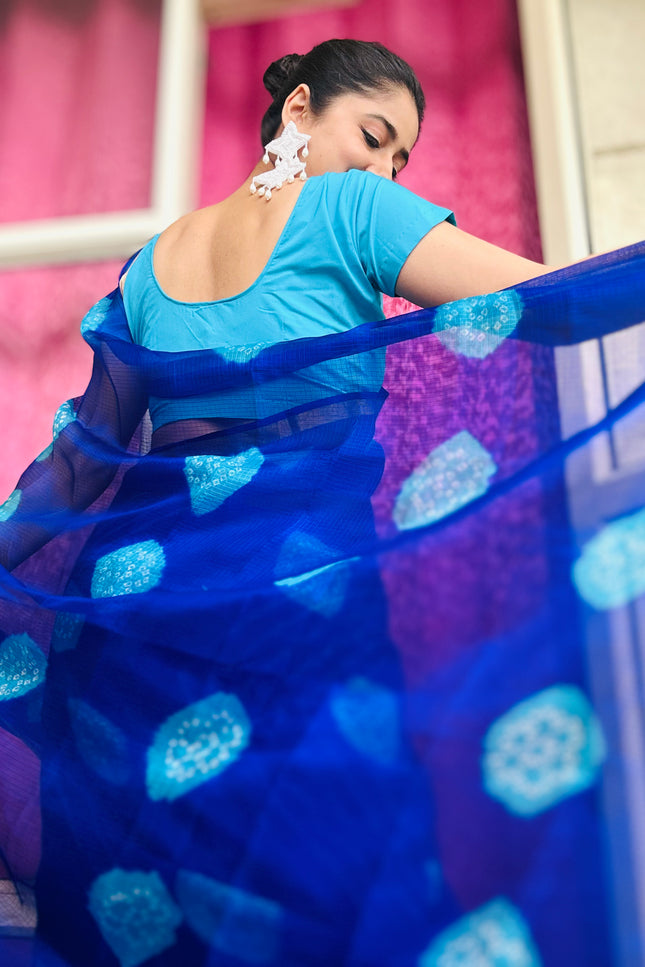 Infinite Sky Kota Silk Bandhani Saree