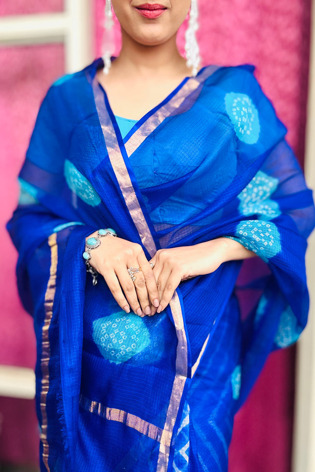 Infinite Sky Kota Silk Bandhani Saree