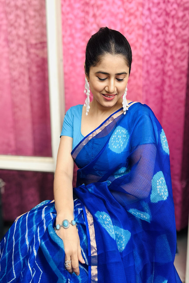 Infinite Sky Kota Silk Bandhani Saree