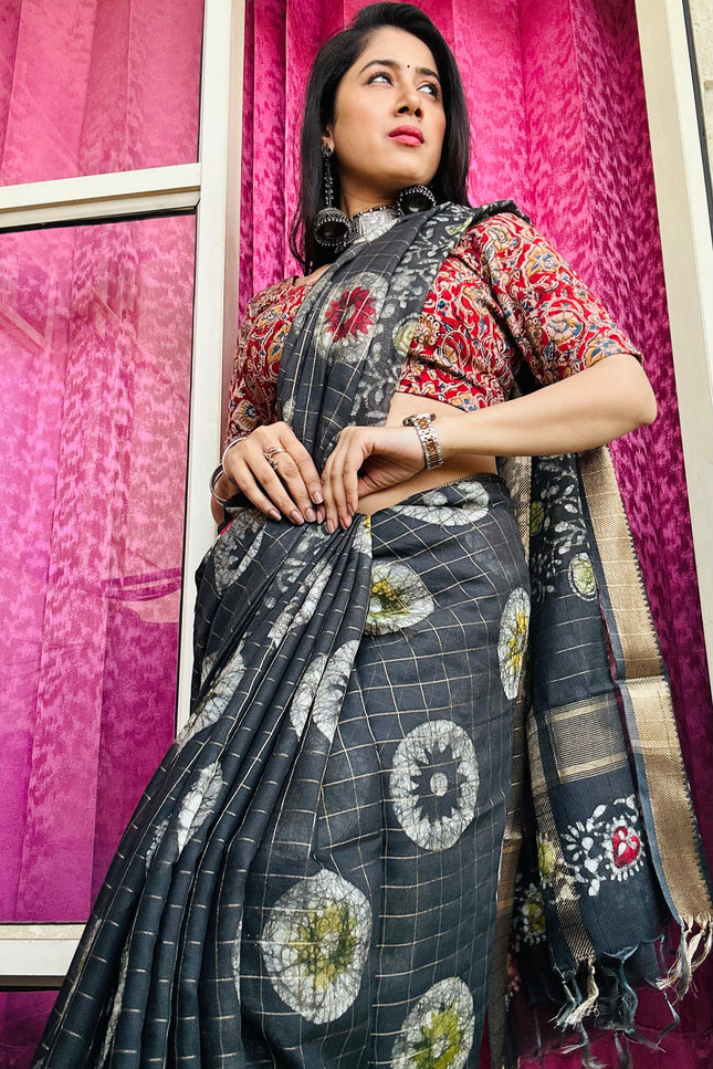 Shyamvarn Handblock Chanderi Silk