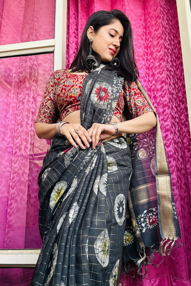 Shyamvarn Handblock Chanderi Silk