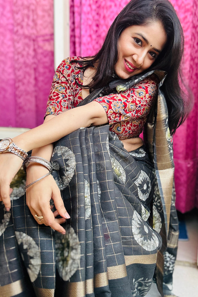 Shyamvarn Handblock Chanderi Silk