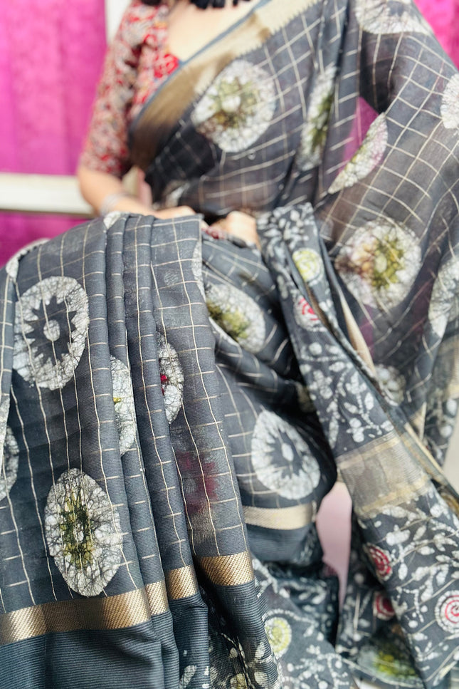 Shyamvarn Handblock Chanderi Silk
