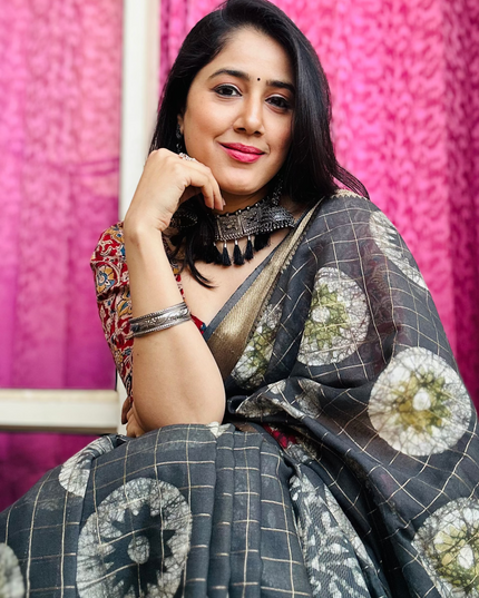 Shyamvarn Handblock Chanderi Silk
