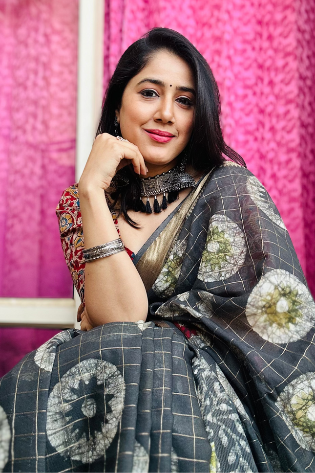 Shyamvarn Handblock Chanderi Silk