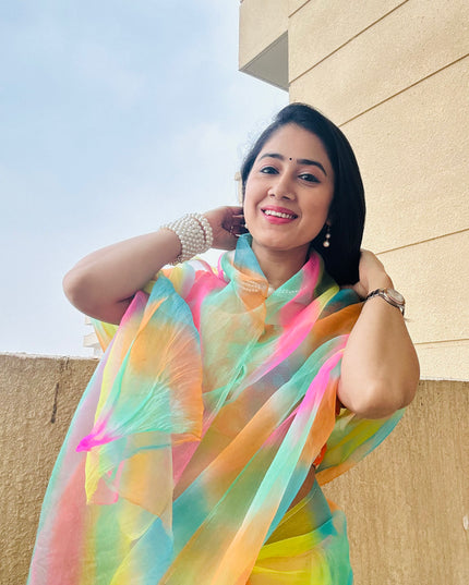 Rangtarangini – Pure Organza Lehriya Saree