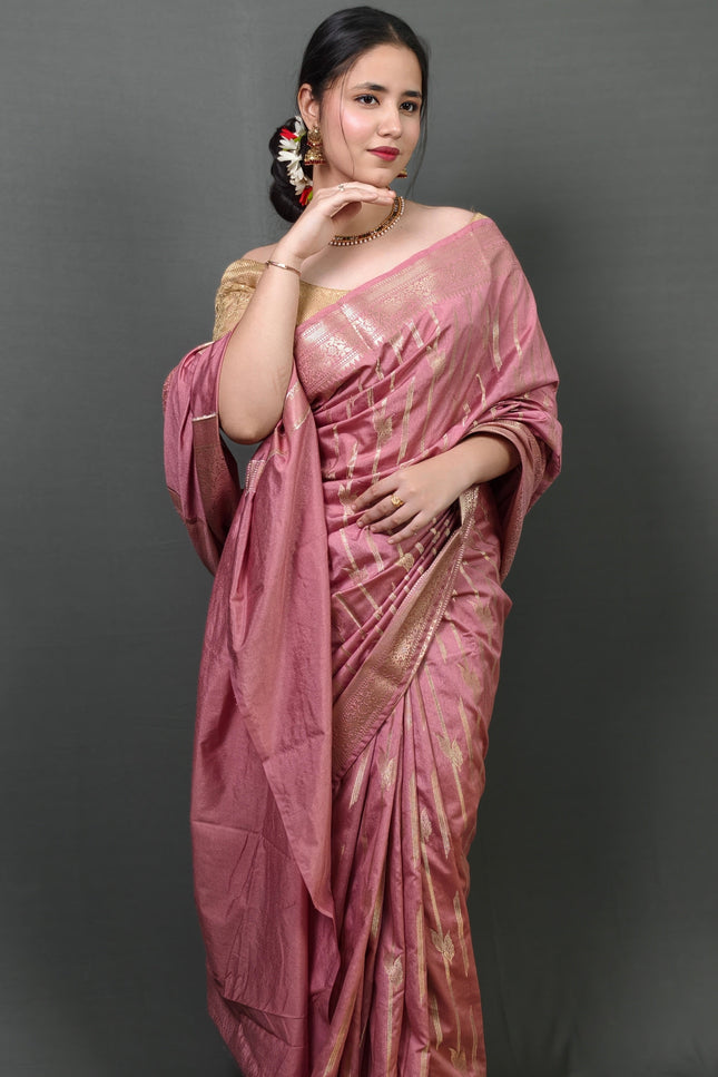 Blush Pink Banarasi Saree
