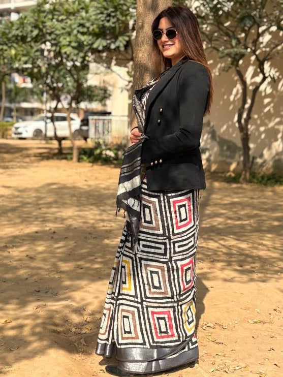 Kala Mandala Handblock Linen Saree