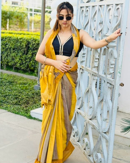 Radha's Haldi Applique Mul Cotton Saree
