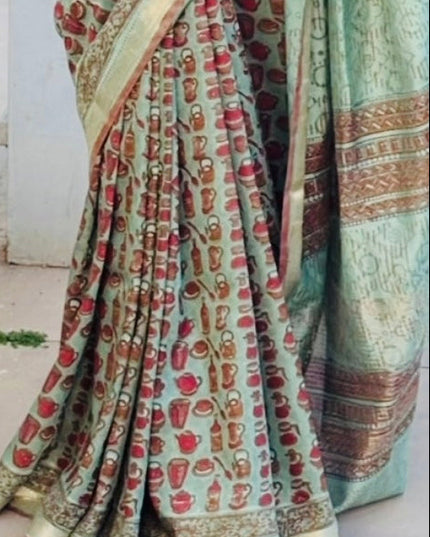 Shyam Rang Art Silk Sage Green Saree