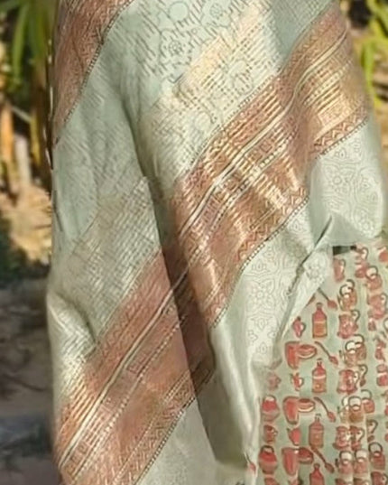 Shyam Rang Art Silk Sage Green Saree