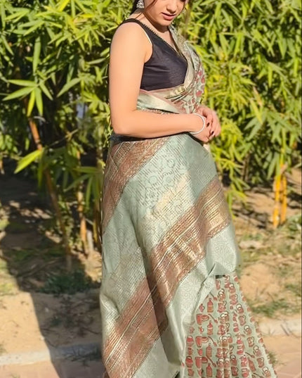 Shyam Rang Art Silk Sage Green Saree