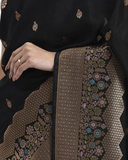 Timeless Grace Black Gold Banarasi Silk Saree