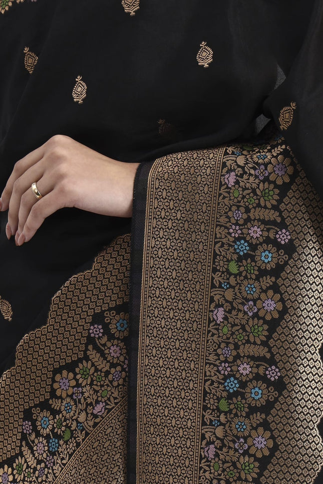 Timeless Grace Black Gold Banarasi Silk Saree