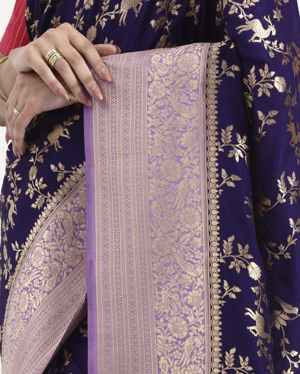 Divine Mystery Deep Purple Banarasi Silk Saree