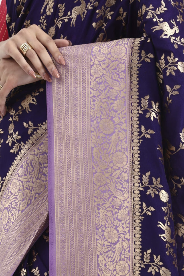 Divine Mystery Deep Purple Banarasi Silk Saree