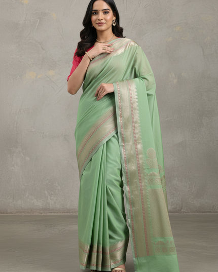 Nature's Grace Green Banarasi Saree