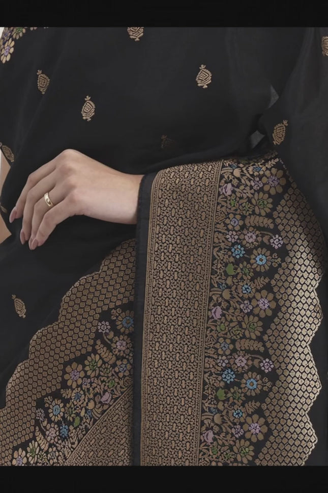 Timeless Grace Black Gold Banarasi Silk Saree