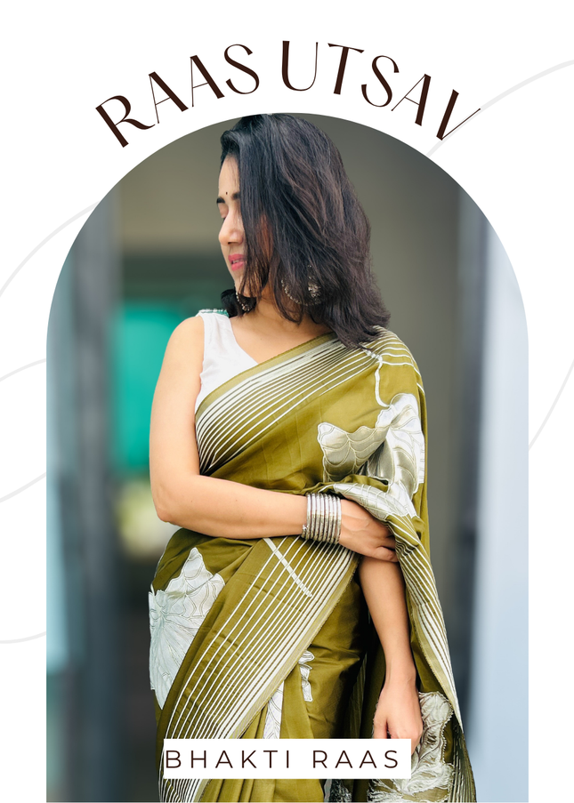 Kamyavan Green Banarasi Crepe Saree