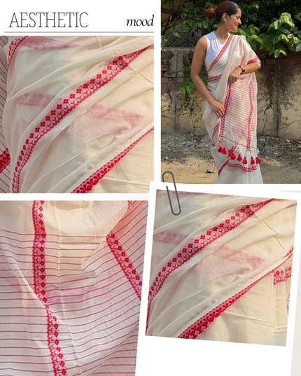 Radha Gopinath White Handloom Saree