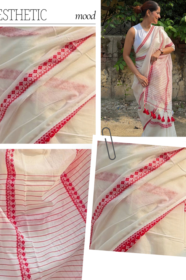 Radha Gopinath White Handloom Saree