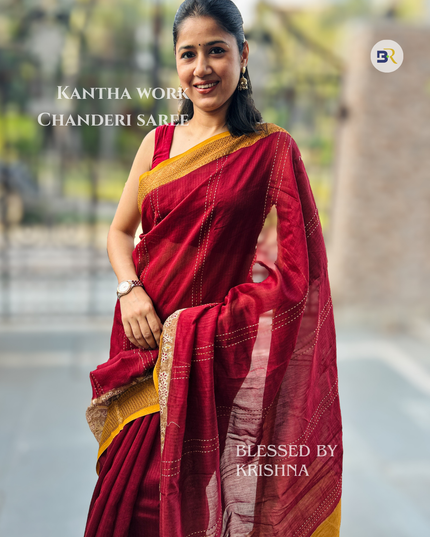 Raas Vilasini - Pure Chanderi Silk with Kantha Work