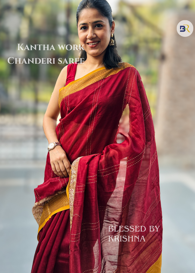 Raas Vilasini - Pure Chanderi Silk with Kantha Work