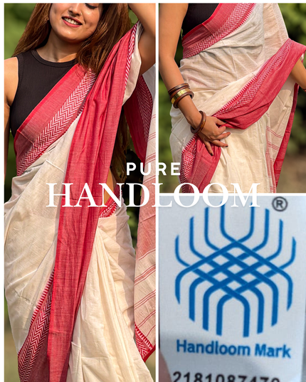 Radha Rang White Handloom Saree