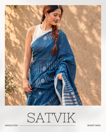 Radha Mohan Blue Handloom Saree
