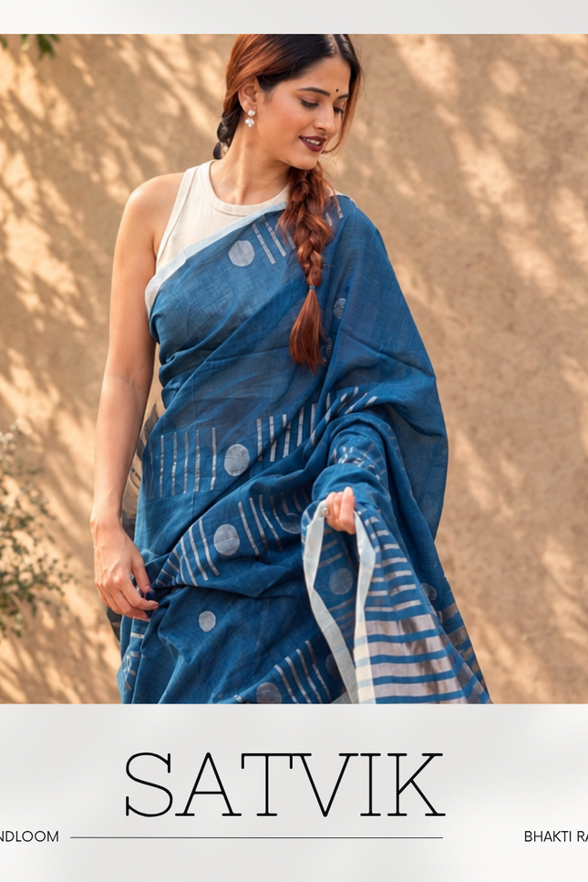 Radha Mohan Blue Handloom Saree