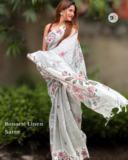 Manmohani Krishna Banarasi Linen Saree
