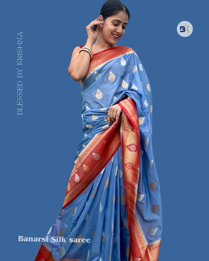 Shyam Megh Varn Chinon Banarasi Saree