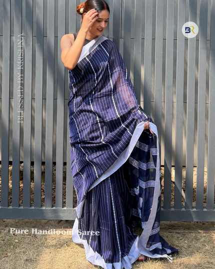 Radha Krishna Blue Handloom Saree