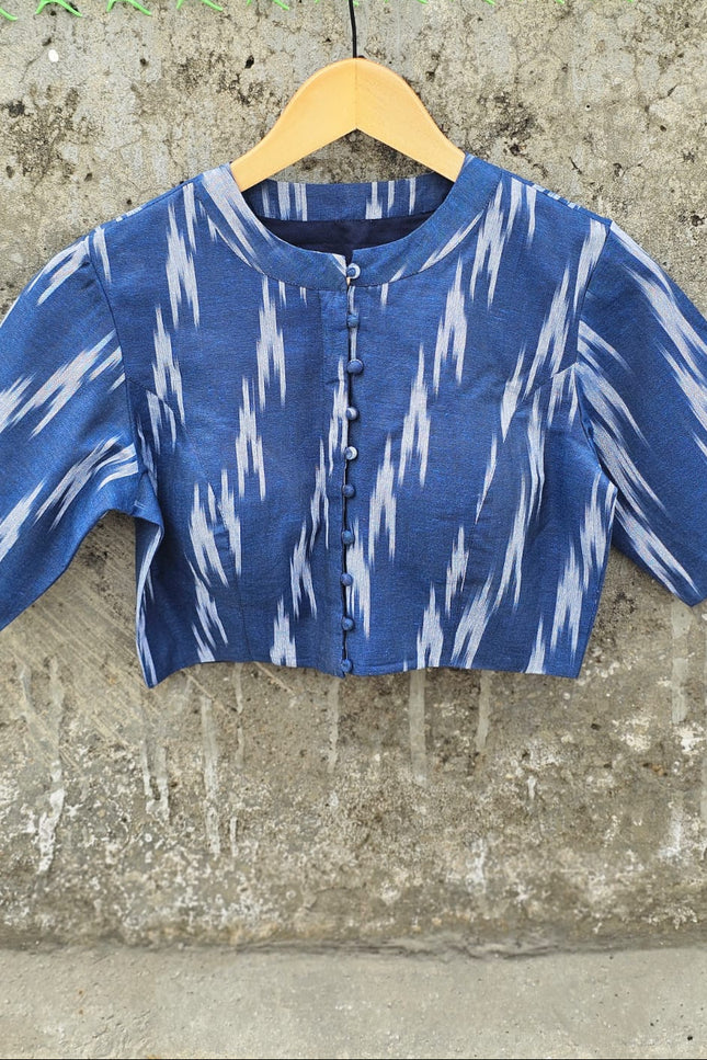 Indigo Ikat Cotton Blouse
