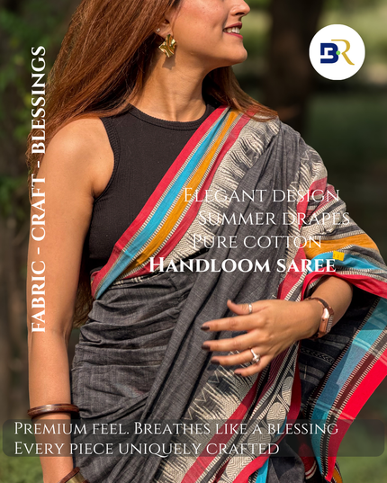 Gopi Vastram Grey Handloom Saree