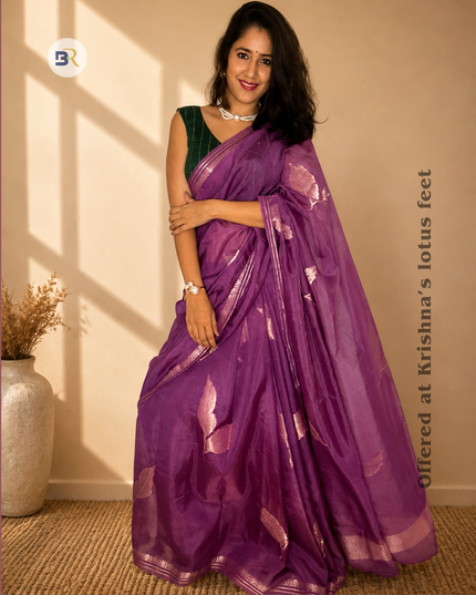 Vraj Sundari Purple Banarasi Silk Saree