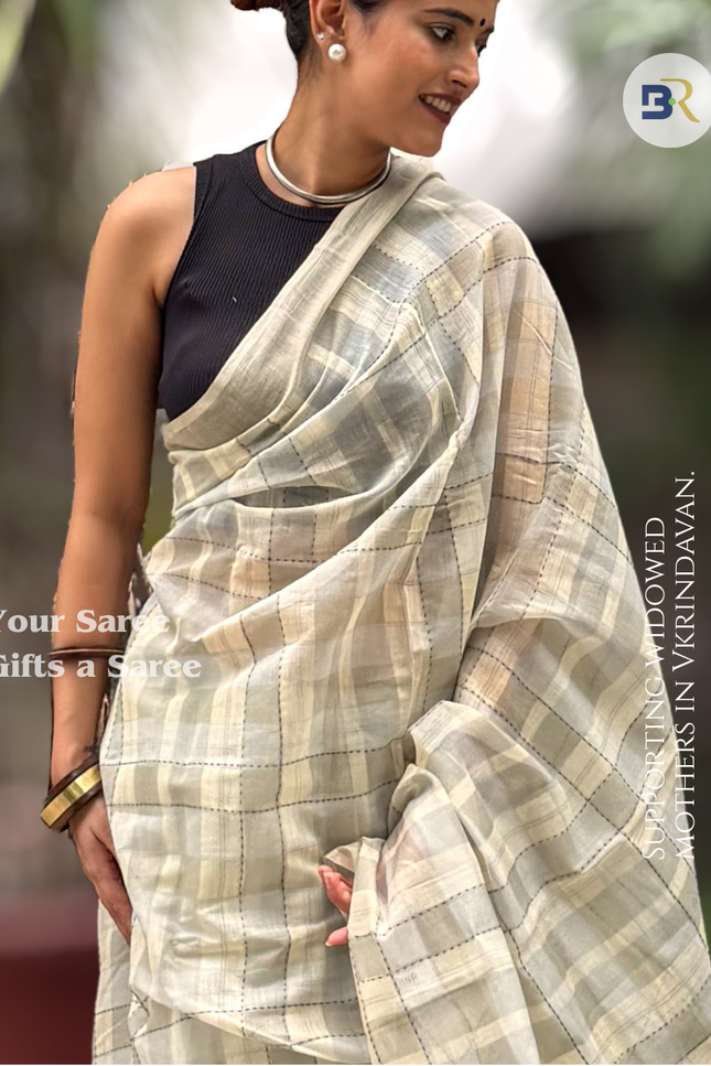 Nagnajiti Krishna Mul Chanderi Kantha Saree