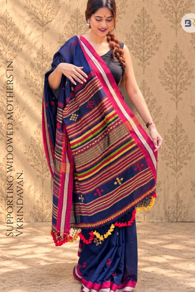 Radha Mukund Blue Handloom Saree